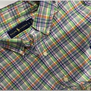 Ralph Lauren Men’s Colorful Plaid Long Sleeve Button Down Shirt Size Large
